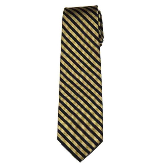 Robert Talbott Repp Stripe Tie Silk Gold Black Hand Sewn Men's Short - Picture 1 of 1
